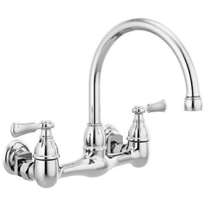 peerless p2765lf elmhurst two-handle kitchen faucet wall-mount, chrome
