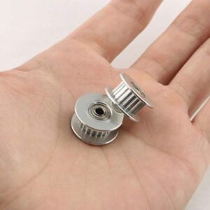 E-outstanding 2pcs 20 Teeth 3mm Bore Idler Timing Pulley with Bearing 2GT Aluminium Alloy H Type GT2 Synchronous Wheel for 6mm Width Belt 3D Printer CNC Mechanical Drive Silver