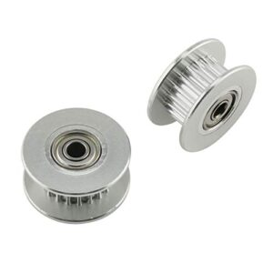 e-outstanding 2pcs 20 teeth 3mm bore idler timing pulley with bearing 2gt aluminium alloy h type gt2 synchronous wheel for 6mm width belt 3d printer cnc mechanical drive silver