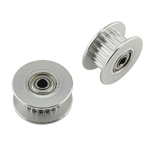 E-outstanding 2pcs 20 Teeth 3mm Bore Idler Timing Pulley with Bearing 2GT Aluminium Alloy H Type GT2 Synchronous Wheel for 6mm Width Belt 3D Printer CNC Mechanical Drive Silver