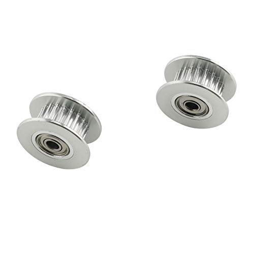 E-outstanding 2pcs 20 Teeth 3mm Bore Idler Timing Pulley with Bearing 2GT Aluminium Alloy H Type GT2 Synchronous Wheel for 6mm Width Belt 3D Printer CNC Mechanical Drive Silver