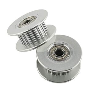 E-outstanding 2pcs 20 Teeth 3mm Bore Idler Timing Pulley with Bearing 2GT Aluminium Alloy H Type GT2 Synchronous Wheel for 6mm Width Belt 3D Printer CNC Mechanical Drive Silver