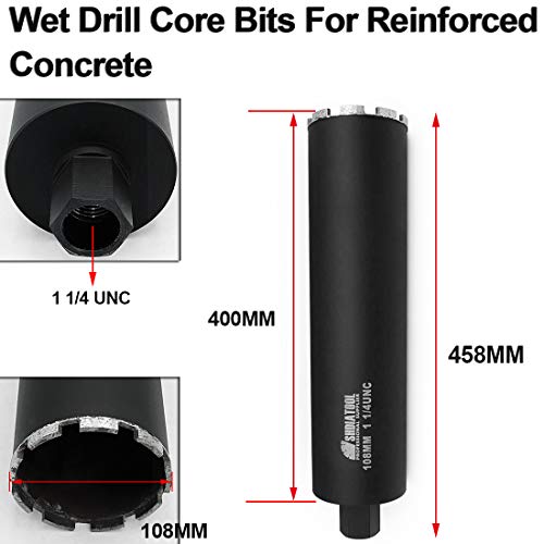 SHDIATOOL Wet Core Drill Bits for Concrete Hard Brick Granite and Block with 1-1/4" UNC Diameter 4 1/4 Inches