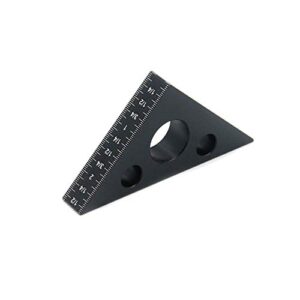 T Tulead Carpenter Square Triangle Ruler Aluminum Alloy Woodworking Ruler 45 Degree Woodworking Square Measurement Tool Black