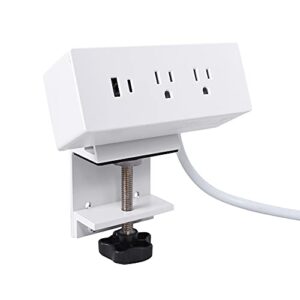 frassie desk clamp power strip desktop edge mount outlets with type-a and type-c usb charging ports 2 ac outlets, removable power plugs with 6ft power cord for home office