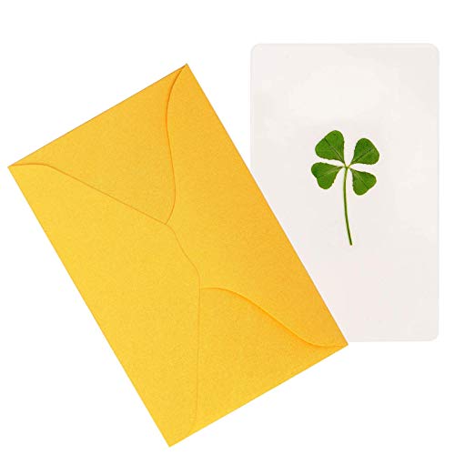 Real Four Leaf Clover Lucky Charm Party Favor Gift Saint Patrick's Day Handmade Greeting Card