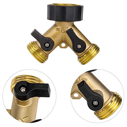 3 Pack Hose Splitter, Heavy Duty Garden Hose Splitter 2 Way Y Valve Hose Connector Splitter Solid Brass Garden Hose Adapter With Extra 12 Rubber Washers, Fit For All Standard Faucet And Garden Hose