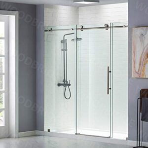 WOODBRIDGE Frameless Shower Doors 68-72" Width x 76" Height with 3/8"(10mm) Clear Tempered Glass