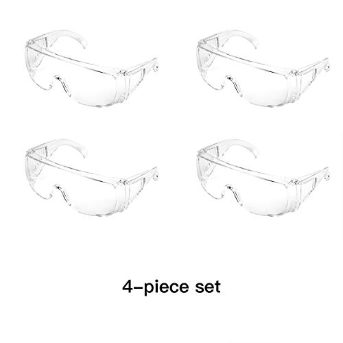 DNZPFU 4-Pack Clear Lens Anti-Fog Safety Glasses for Over Eyeglasses - Protective Eyewear for Nurses, Men, and Shooting - Ensure Eye Safety While Working or Playing