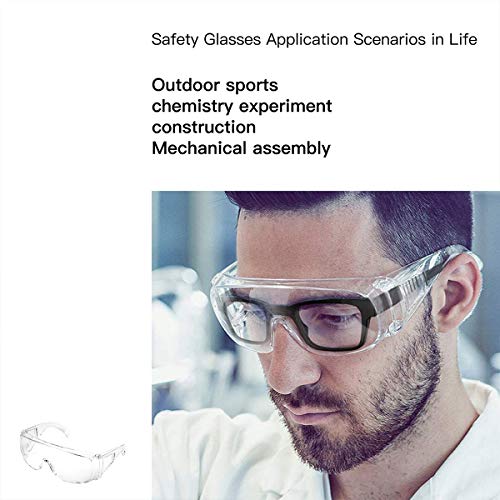 DNZPFU 4-Pack Clear Lens Anti-Fog Safety Glasses for Over Eyeglasses - Protective Eyewear for Nurses, Men, and Shooting - Ensure Eye Safety While Working or Playing