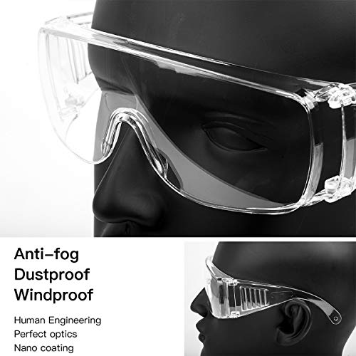 DNZPFU 4-Pack Clear Lens Anti-Fog Safety Glasses for Over Eyeglasses - Protective Eyewear for Nurses, Men, and Shooting - Ensure Eye Safety While Working or Playing