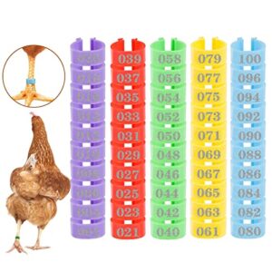 mewtogo 100 pcs chicken leg rings- colorful numbered chicken identification leg bands poultry leg bands clip on leg rings for ducks chicks chicken guinea pigeons goose gamefowl turkey (16mm)