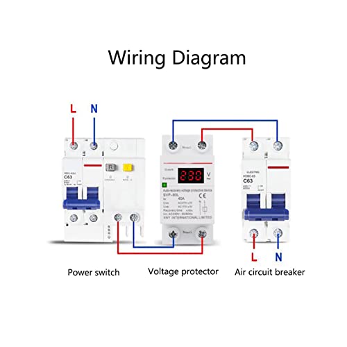 230V 40A Automatic Recovery Overvoltage and Undervoltage Protection Device, Voltage Arrester Device, DIN Rail Mount Protector