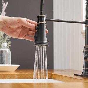 BWE Oil Rubbed Bronze Deck Mount Kitchen Faucet with Spray, Sweep, and Stream Modes