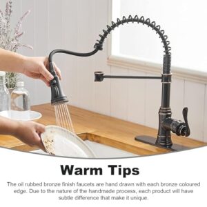 BWE Oil Rubbed Bronze Deck Mount Kitchen Faucet with Spray, Sweep, and Stream Modes