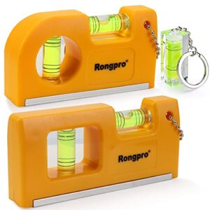 rongpro magnetic small pocket level tool, spirit level metal keychain hook easy carry and storage, premium picture hanging tool with two bubble - 2 pack