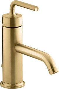 kohler k-14402-4a-2mb purist bathroom sink faucet, single-handle straight lever handle, vibrant brush moderne brass