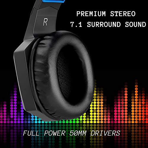 HP USB Gaming Headset PC Over Ear Headphones 7.1 Surround Sound with Mic for PC/Mac/Laptop Gamer Headset with Noise Cancelling Mic Comfortable Design and LED Lights