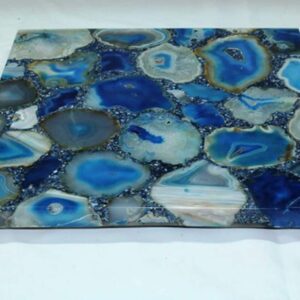 Blue Agate Stone Square 24" x 24" Inch Coffee Table Top, Blue Agate Stone Square Centre Table Top Home Decor Furniture, Kitchen Decor Table Top, Unique Gift, Piece Of Conversation, Family Heirloom