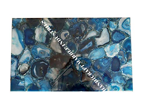 Blue Agate Stone Rectangular Slab for Kitchen & Bar, Blue Agate Stone Countertop 24" x 12" Inch, Blue Agate Stone Rectangular Dining & Meeting Room Table Top, Piece Of Conversation, Family Heir Loom