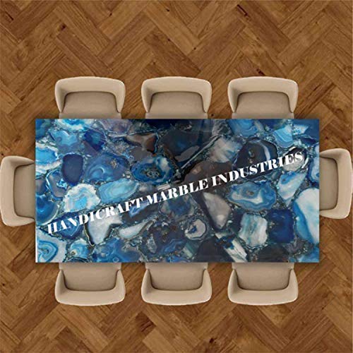 Blue Agate Stone Rectangular Slab for Kitchen & Bar, Blue Agate Stone Countertop 24" x 12" Inch, Blue Agate Stone Rectangular Dining & Meeting Room Table Top, Piece Of Conversation, Family Heir Loom