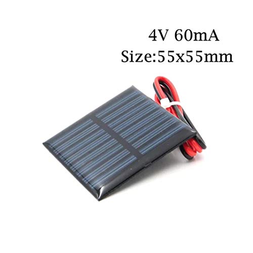 RANIT 55mm x 55mm 4V 60mA Poly Mini Solar Cell Panel Module with 30cm Cable DIY for Charger
