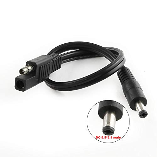 E-outstanding SAE Plug to DC 5.5mm x 2.1mm Female Adapter Extension Cable SAE to DC Power Automotive Connector for Solar Panel Charge 20AWG 8Inch
