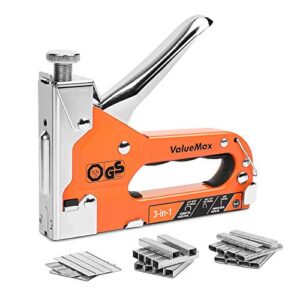 valuemax staple gun, heavy duty 3-in-1 manual nail gun with 3000 staples, upholstery stapler for wood, furniture, carpet, carpentry, diy, wire, decoration, craft, fixing material, decoration