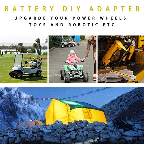 Power Wheel Battery Adapter for Dewalt 18v-20V Battery with14 AWG Convertor for DCB203, DCB204, DCB205, DCB206 for DIY Ride On Truck, RC Toys,Robot