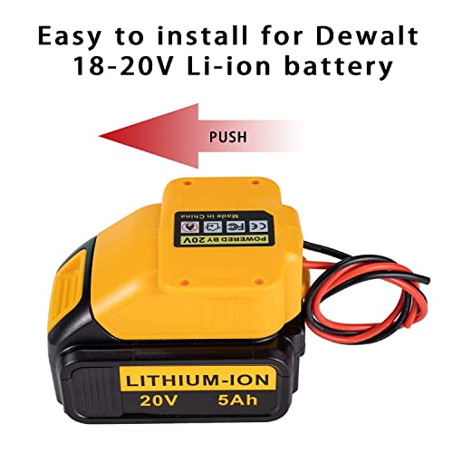 Power Wheel Battery Adapter for Dewalt 18v-20V Battery with14 AWG Convertor for DCB203, DCB204, DCB205, DCB206 for DIY Ride On Truck, RC Toys,Robot