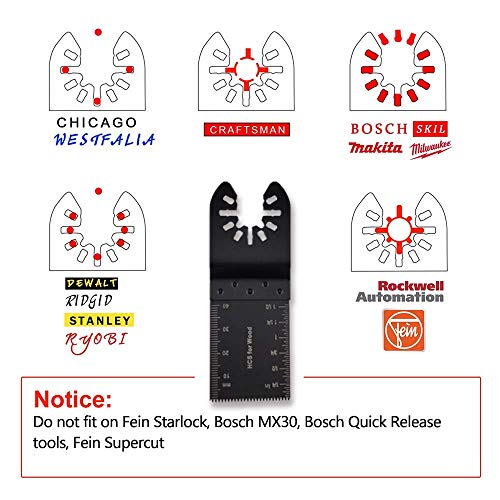 Intpro 40 Oscillating Tool Saw Blades Universal Wood Multitool Blade Quick Release Fits Porter Cable Black & Decker Rockwell Ridgid Ryobi Milwaukee DeWalt Chicago Craftsman