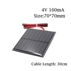 RANIT 70mm x 70mm 4V 160mA Poly Mini Solar Cell Panel Module with 30cm Cable DIY for Charger