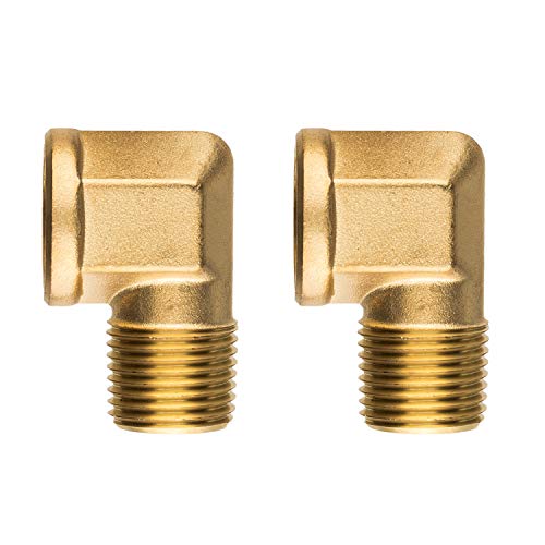 DuraSteel Wall Mount Faucet 90-Degree Elbow - Commercial Kitchen No Lead Faucet Space Saving Backsplash Kit - 1/2" IPS Female x 1/2" IPS Male Brass Fitting, Pack of 2