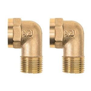 durasteel wall mount faucet 90-degree elbow - commercial kitchen faucet space saving backsplash kit - heavy duty 1/2" ips female x 1/2" ips male brass fitting, pack of 2