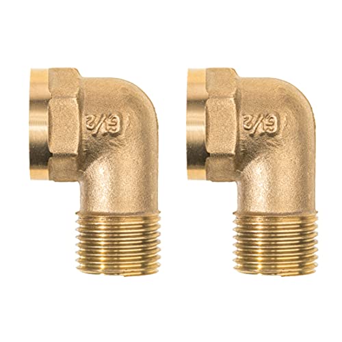 DuraSteel Wall Mount Faucet 90-Degree Elbow - Commercial Kitchen Faucet Space Saving Backsplash Kit - Heavy Duty 1/2" IPS Female x 1/2" IPS Male Brass Fitting, Pack of 2