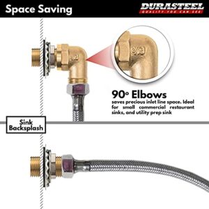 DuraSteel Wall Mount Faucet 90-Degree Elbow - Commercial Kitchen Faucet Space Saving Backsplash Kit - Heavy Duty 1/2" IPS Female x 1/2" IPS Male Brass Fitting, Pack of 2