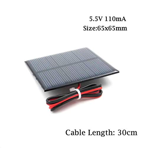 RANIT 65mm x 65mm 5.5V 110mA Poly Mini Solar Cell Panel Module with 30cm Cable DIY for Charger