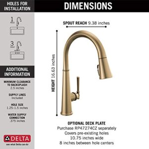 Delta Faucet Emmeline Gold Kitchen Faucet, Kitchen Faucets with Pull Down Sprayer, Kitchen Sink Faucet, Gold Faucet for Kitchen Sink with Magnetic Docking, Lumicoat Champagne Bronze 9182-CZ-PR-DST