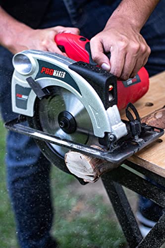 Promaker Heavy duty Circular Saw 7 1/4, 5500 RPM, Power circular saw 13 AMP, Circular saw corded with Laser Guide, Power Saw includes wood cutting disc, Wood saw 1500W. PRO-SC1500