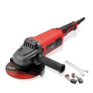 promaker 9 inch angle grinder, 17.2 amp 6300 rpm, heavy duty angle grinders with two (2) extra carbon brushes. electric metal grinding hand tool with soft start technology pro-es2009