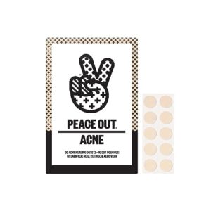 peace out skincare acne dots. hydrocolloid anti-acne pimple patches with salicylic acid and vitamin a to quickly clear blemishes (20 dots)