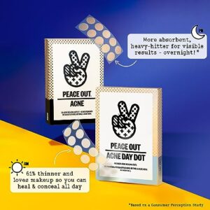 Peace Out Skincare Acne Dots. Hydrocolloid Anti-Acne Pimple Patches with Salicylic Acid and Vitamin A to Quickly Clear Blemishes (20 dots)