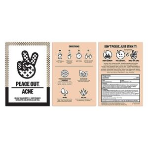 Peace Out Skincare Acne Dots. Hydrocolloid Anti-Acne Pimple Patches with Salicylic Acid and Vitamin A to Quickly Clear Blemishes (20 dots)