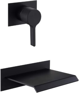sumerain wall mount bathtub faucet black with waterfall tub spout single handle with rough in valve high flow