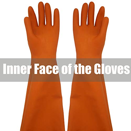 JustSeen Chemical Resistant Latex Gloves,Industrial Heavy Duty Work Rubber Glove,XL Size 22‘’One Pair