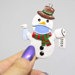 Quarantine Christmas Ornament 2020 Snowman | Face Mask Hand Sanitizer Covid Christmas Tree Ornaments