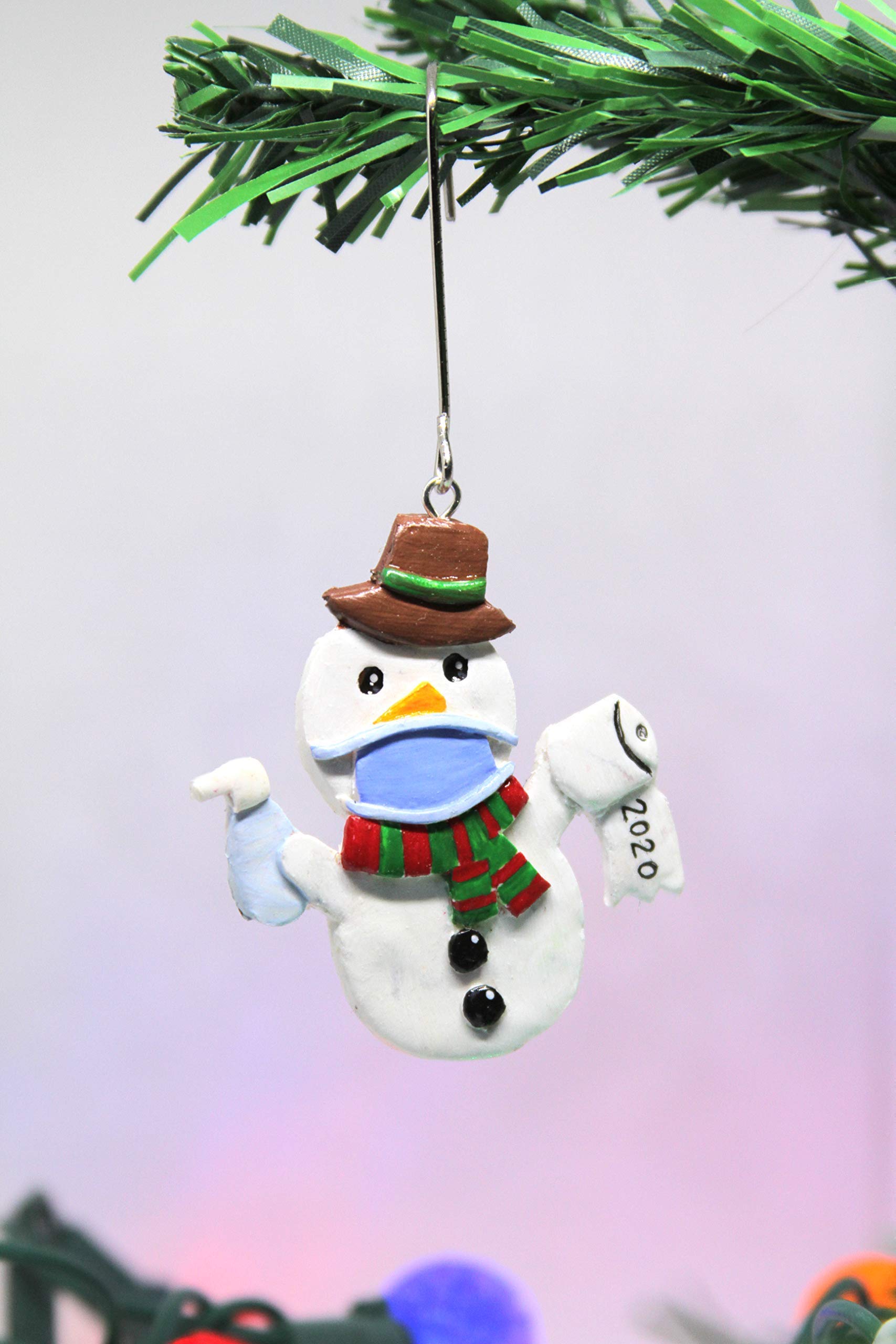 Quarantine Christmas Ornament 2020 Snowman | Face Mask Hand Sanitizer Covid Christmas Tree Ornaments