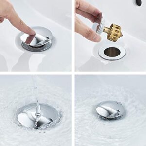 VOTON Bathroom Sink Drain Chrome Lavatory Pop-up Drain with Detachable Basket Stopper, Anti-Explosion and Anti-Clogging Drain Strainer，with Overflow Hole