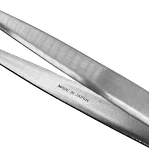 KAKURI Bonsai Tweezers Straight Serrated Tips with Spatula 8.8" Professional Bonsai Tool, Japanese Stainless Steel, Silver, Made in JAPAN