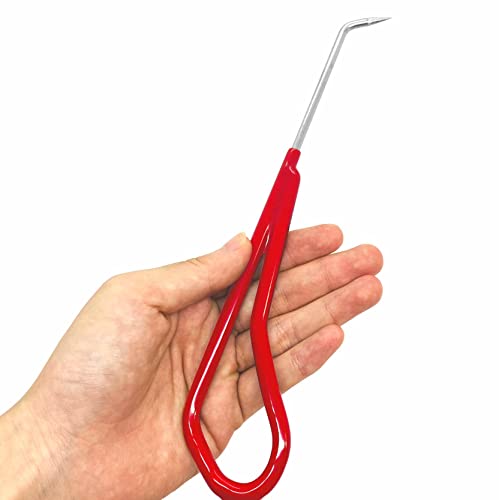 KAKURI Bonsai Root Hook, 8.6" Professional Bonsai Root Pick Tool, Japanese Stainless Steel, Red, Made in JAPAN